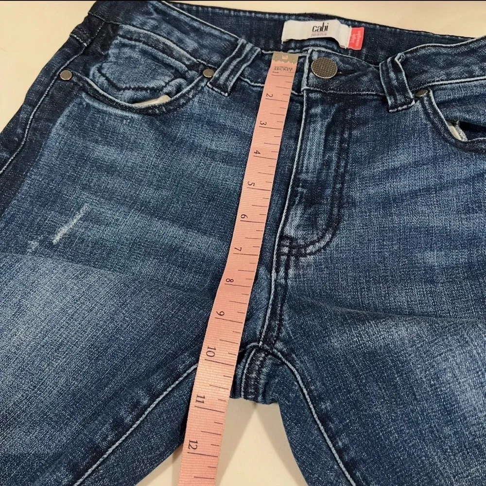 CAbi Womens Jeans Tuxedo High Rise Straight Leg Stretch Denim Blue Size 6-FLAWED